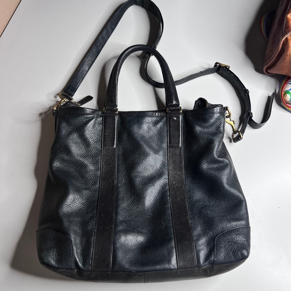 Coach Bleecker Legacy Business Tote Black‎ Leather Crossbody Bag 70477 Womens